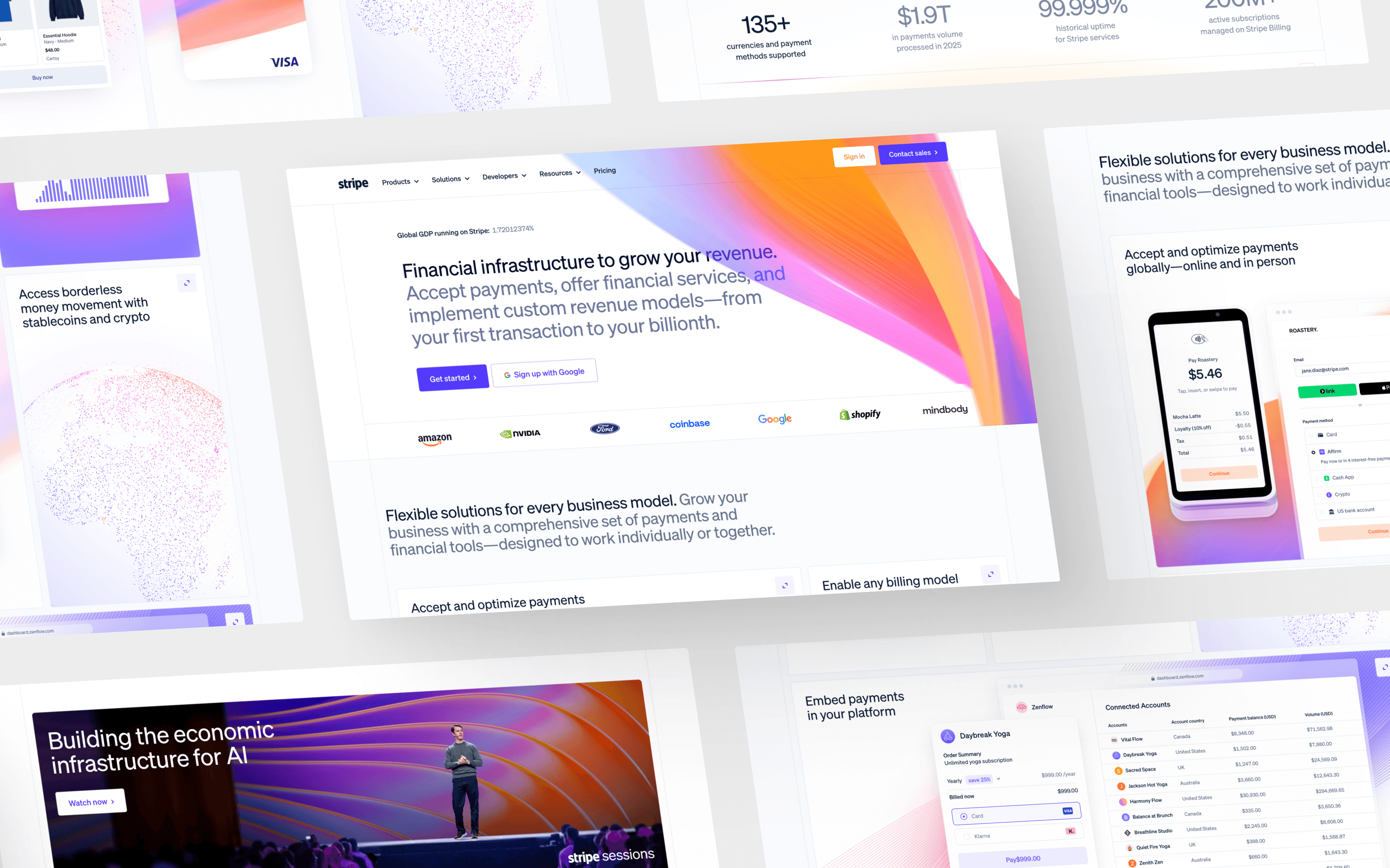 Stripe fintech homepage web design