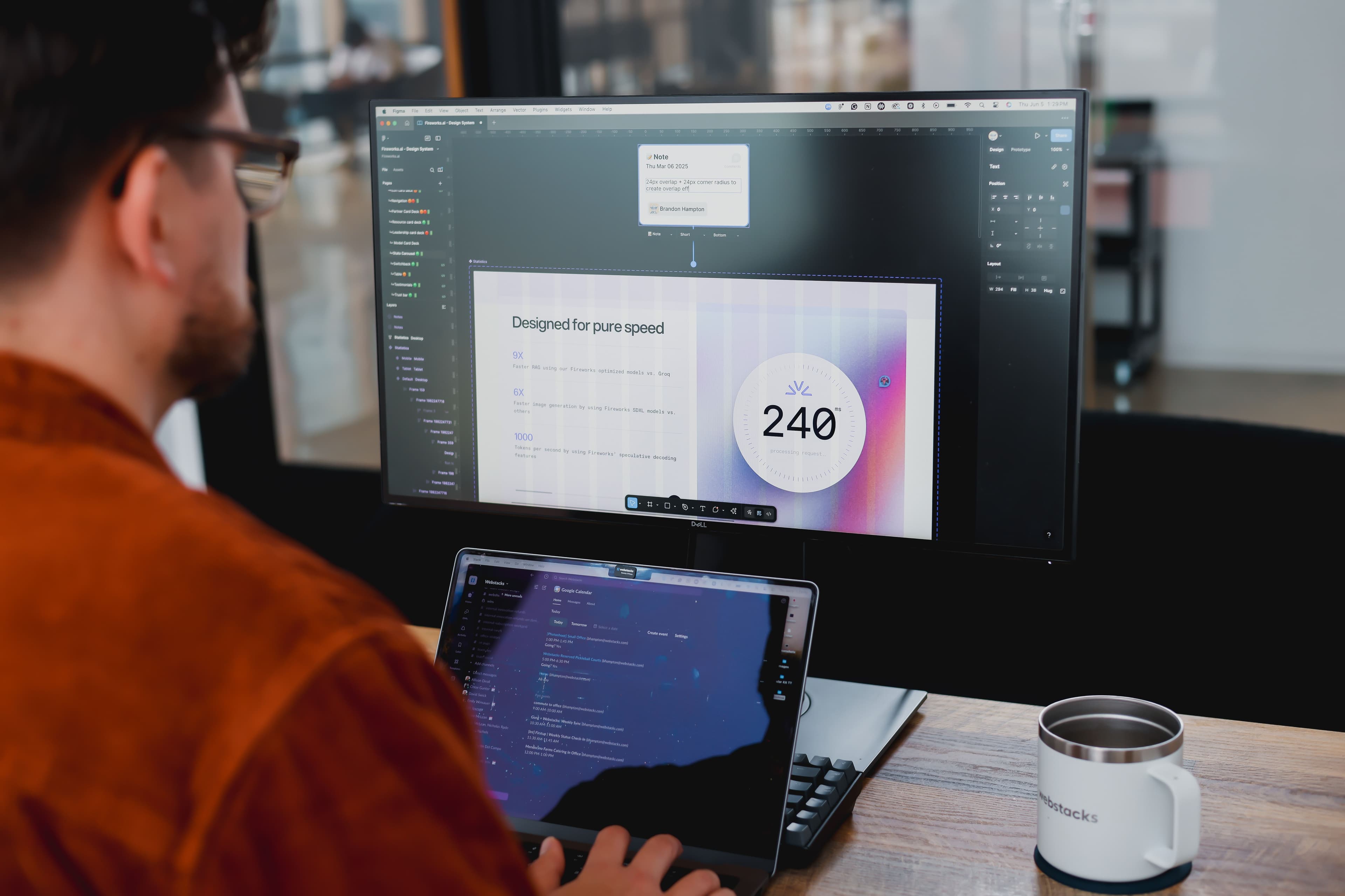 Designer reviewing a webpage component