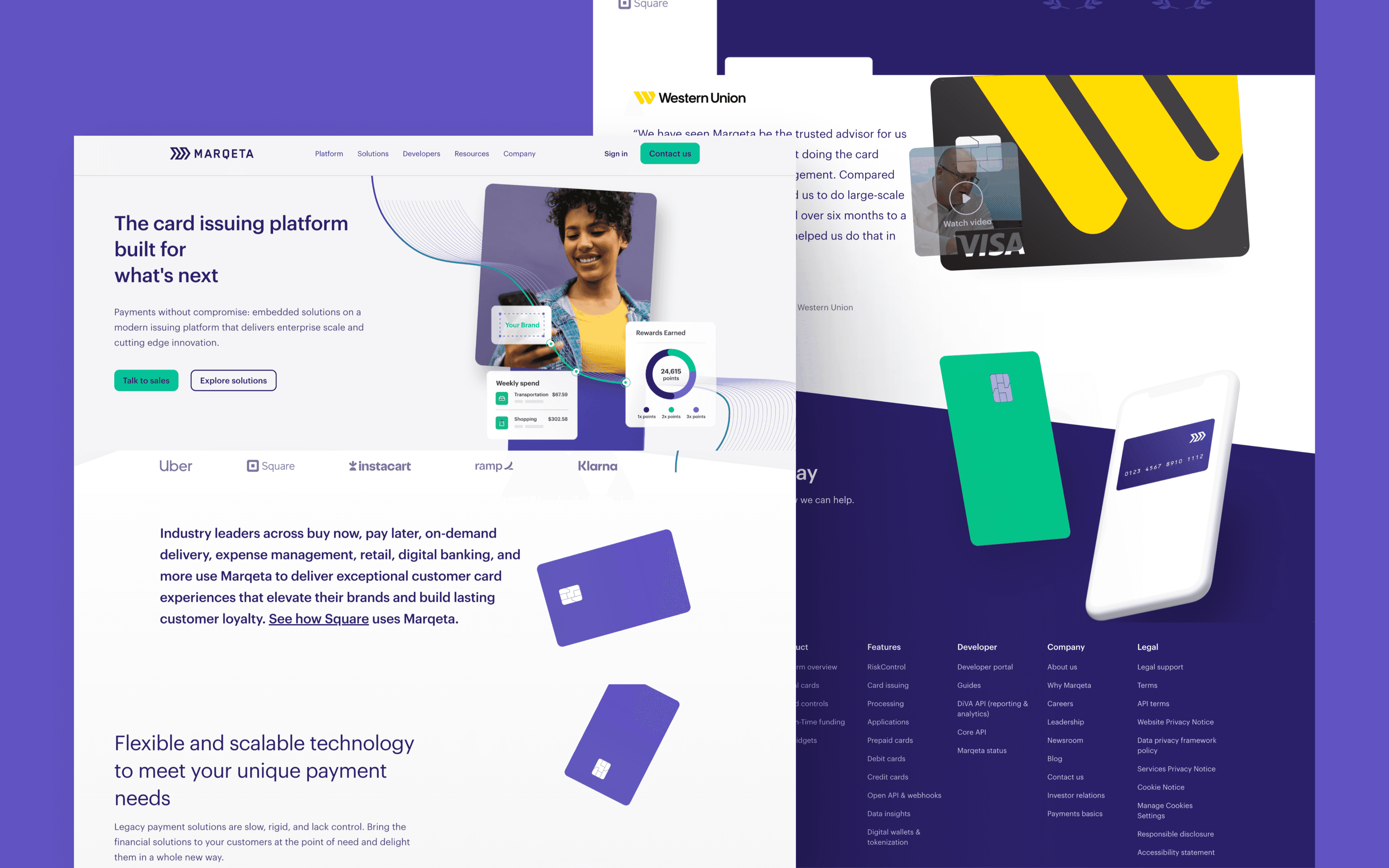 Marqeta fintech homepage web design