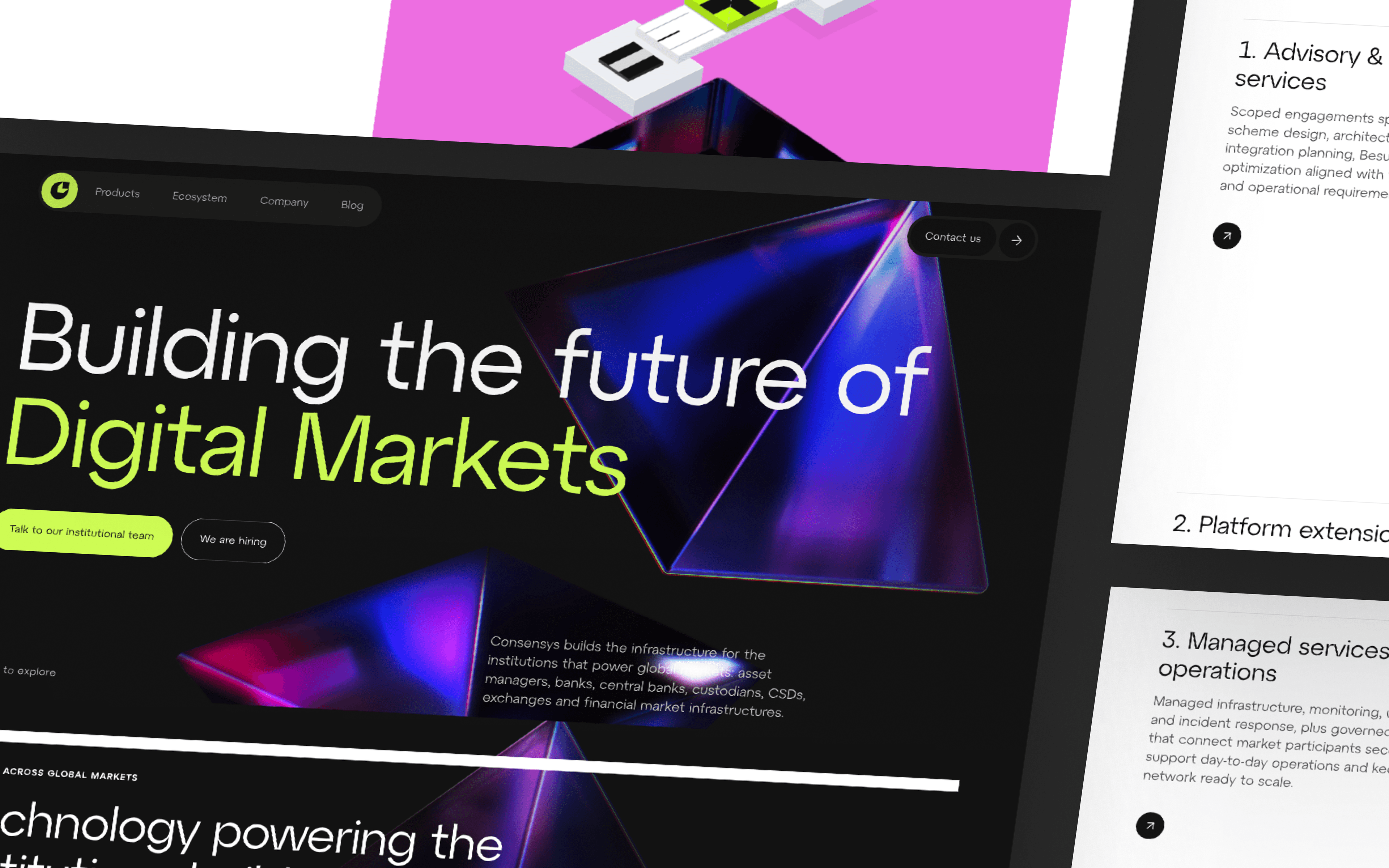 Consensys fintech homepage web design