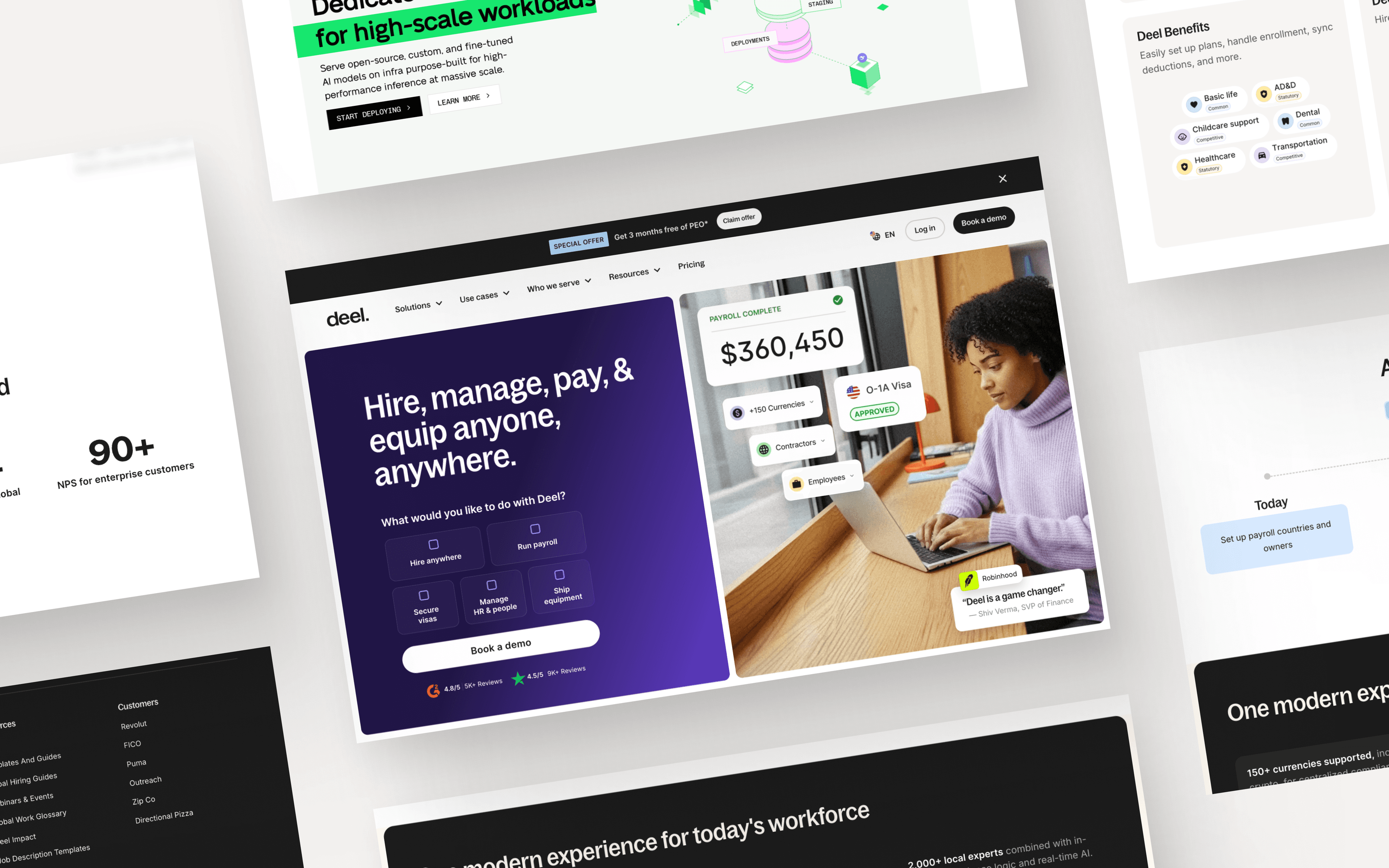 Deel fintech homepage web design