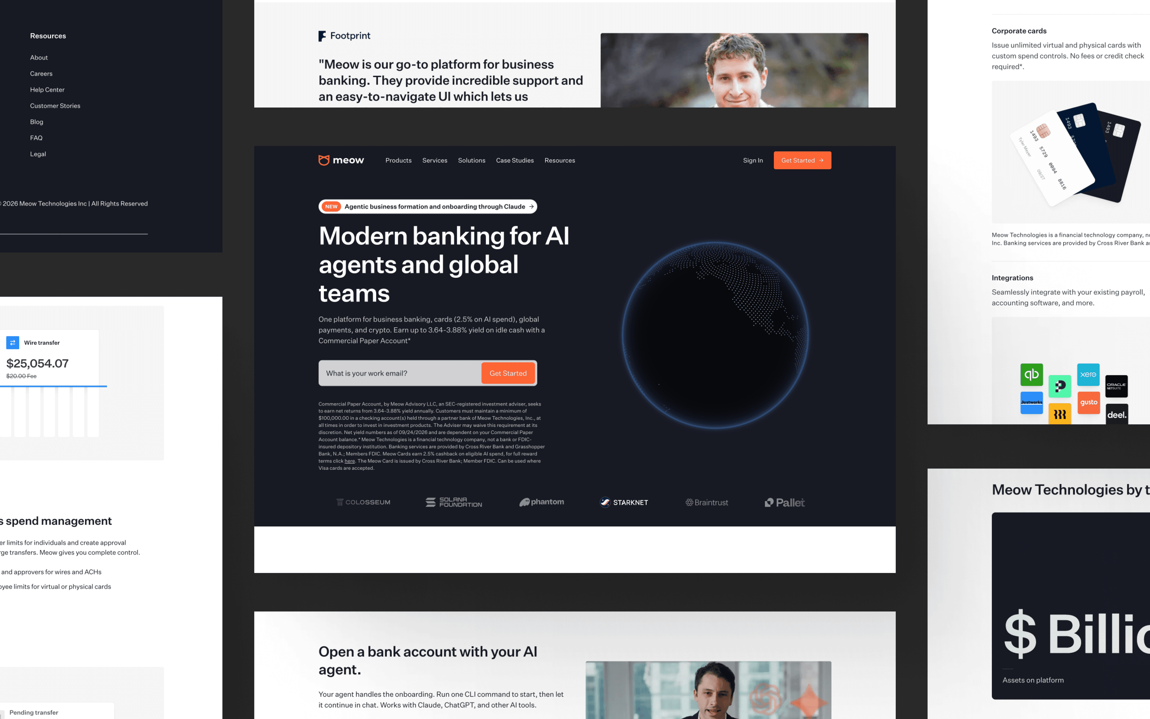Meow fintech homepage web design