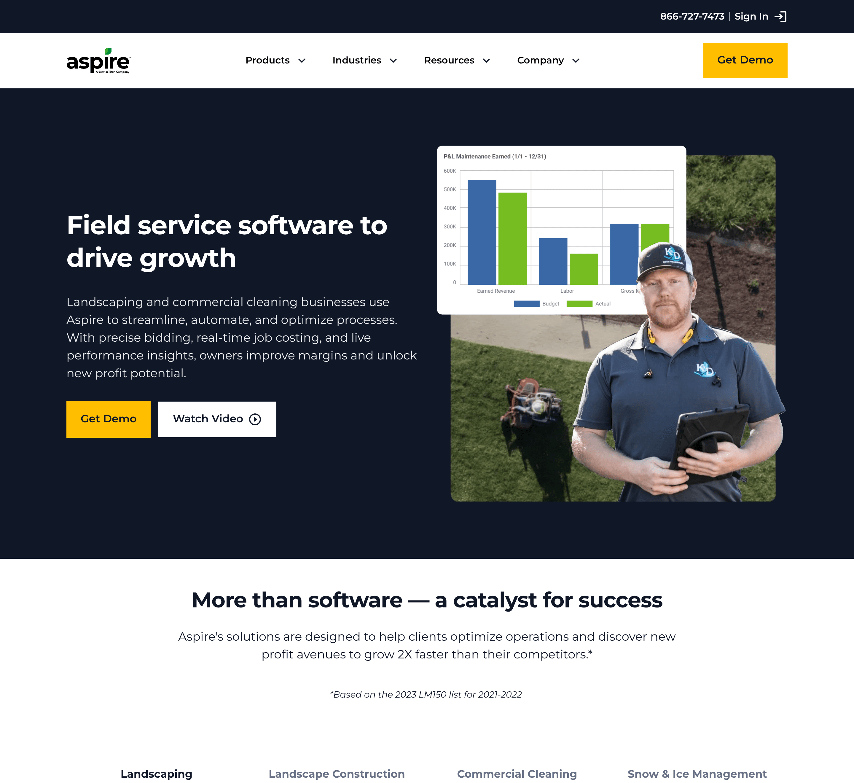 Screenshot of Aspire Homepage