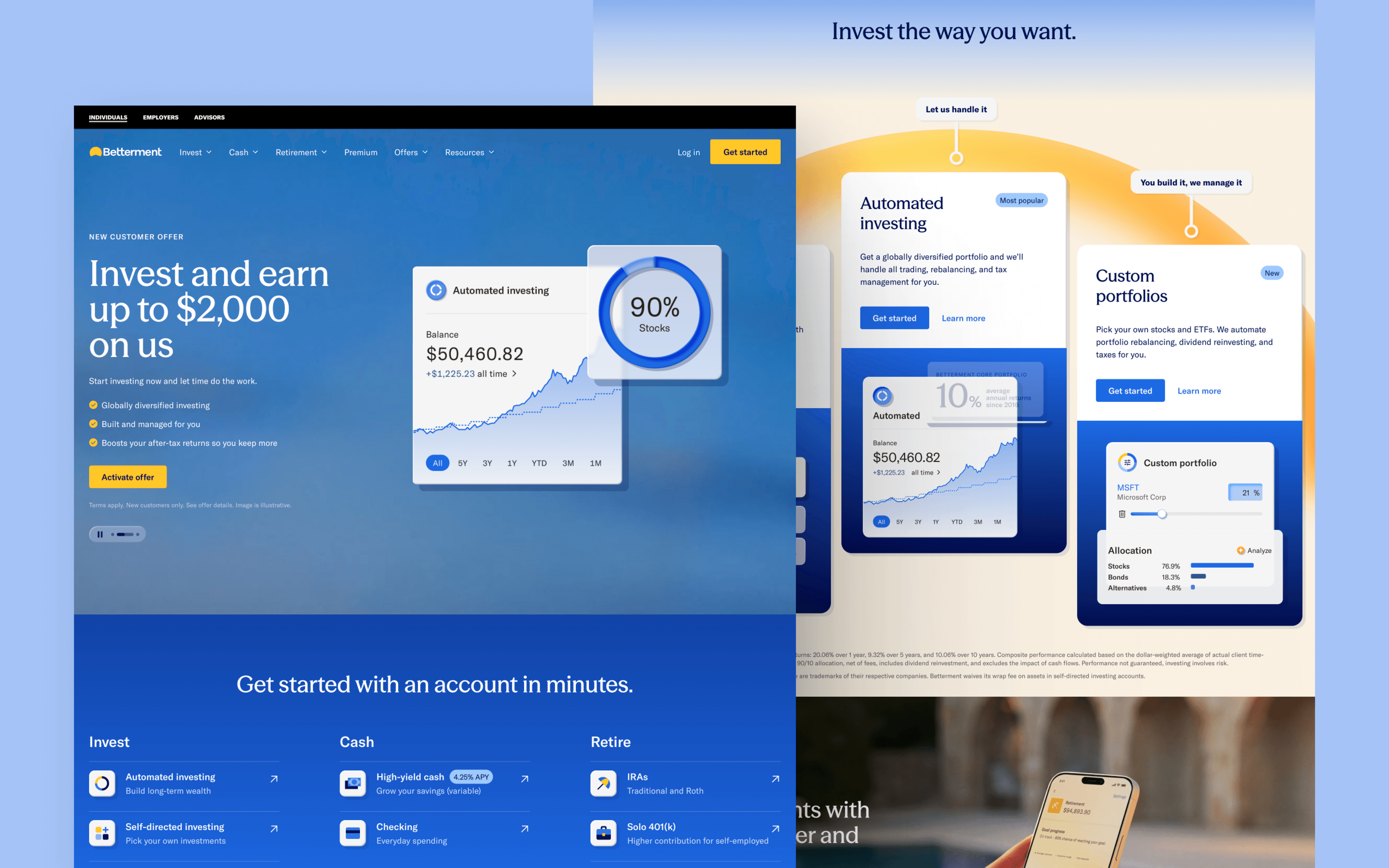 Betterment fintech homepage web design