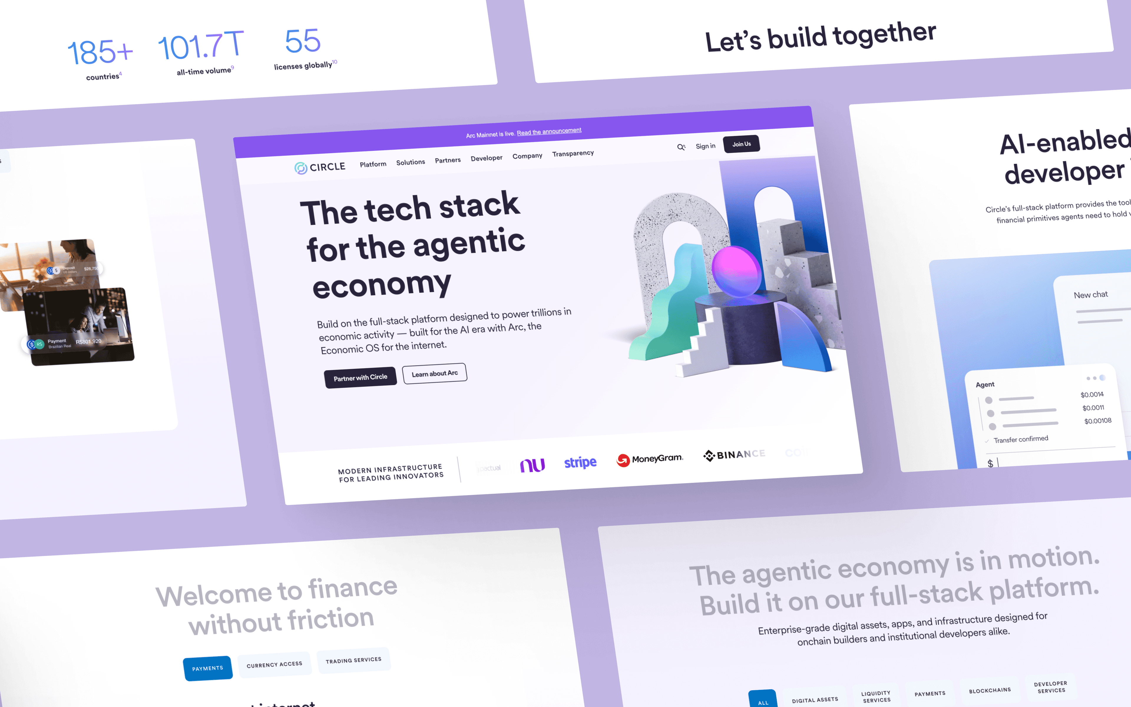 Circle fintech homepage web design